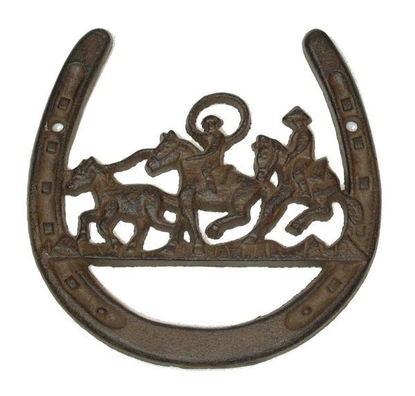 Cast Iron Horse Shoe W Horse Ropers