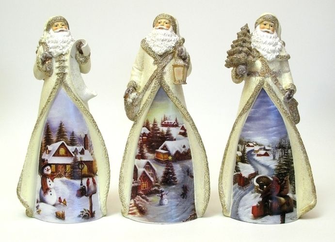 Resin Santa Figure With Led Light Three Styles, Price Each