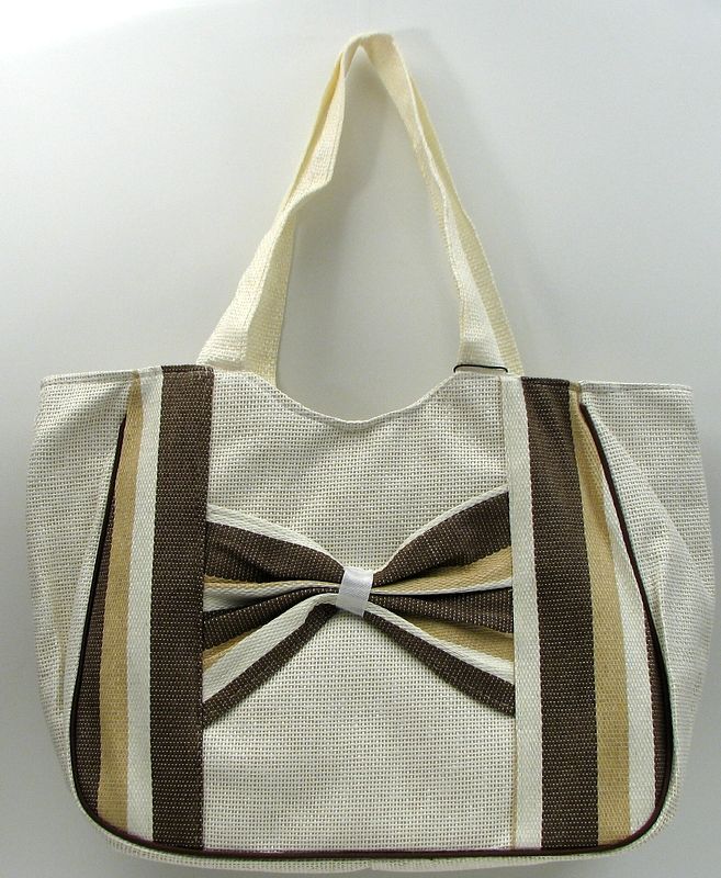 Brown Stripe Straw Bag