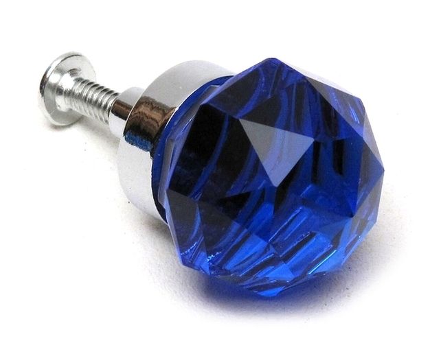 Small Dark Blue Solid Crystal Glass Drawerdoor Pull