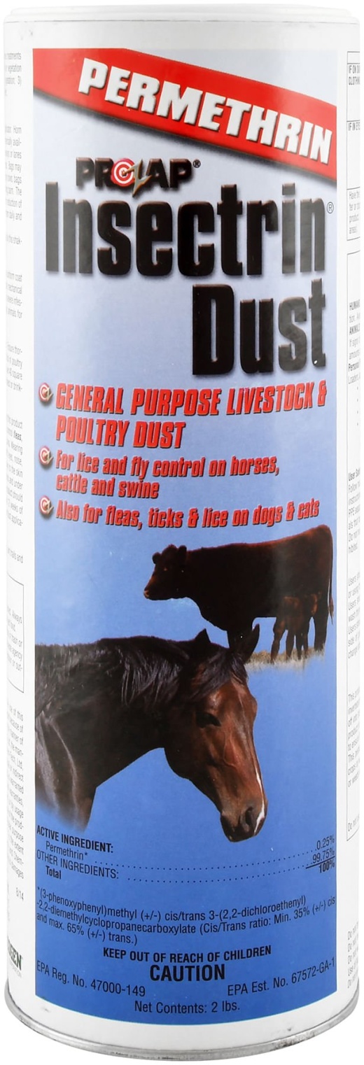 Prozap Insectrin Dust 2 Lb Shaker - Effective Pest Control for Horses, Cattle, Swine & Dogs