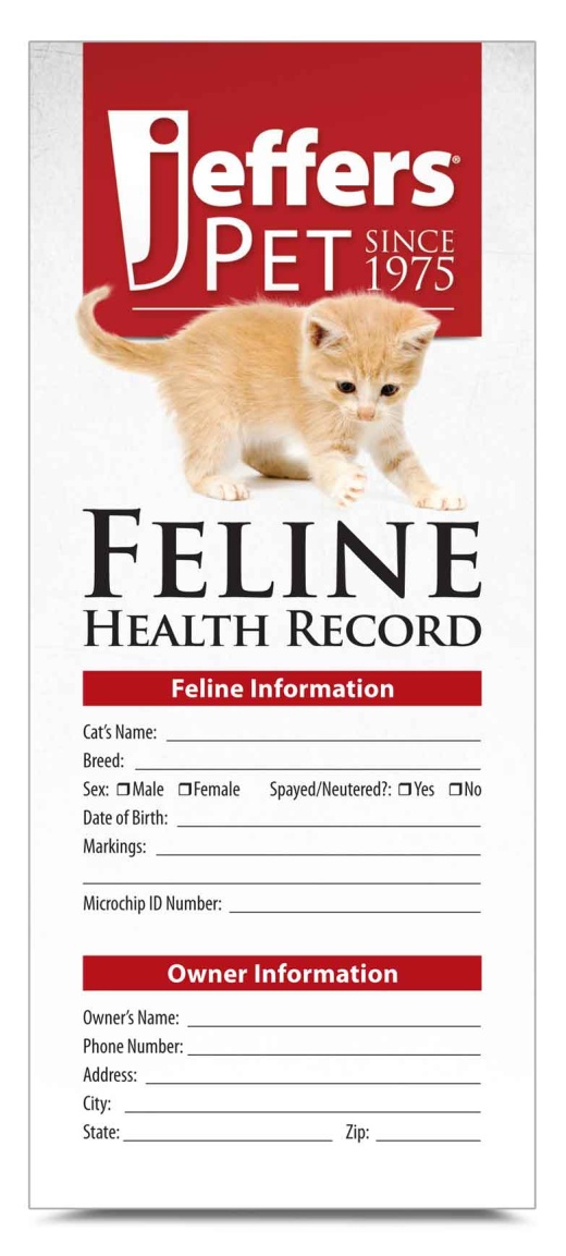 Jeffers Cat Health Records, 10 Pk
