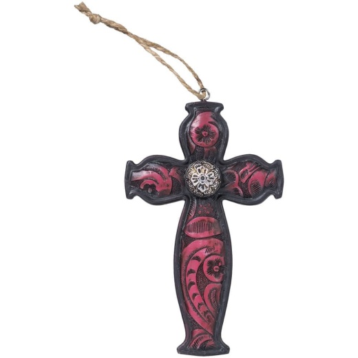 Pink Paisley Cross Ornament by Jt International - Elegant Holiday Decoration for Dog Lovers