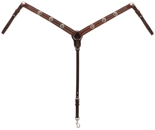 Texas Star Oiled Canyon Rose Harness Leather Tapered Breast Collar