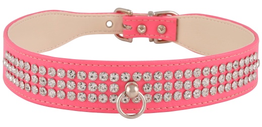 Faux Leather Dog Collar With Rhinestones - Perfect for Stylish Bigger Dogs