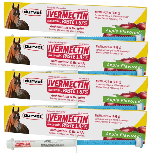 Durvet Ivermectin Horse Dewormer Paste 1.87% - Apple Flavor, 6.08 Gm