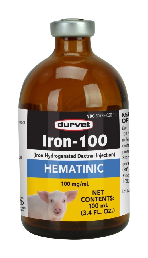 Durvet Iron-100 Injection - Essential Iron Supplement for Baby Pigs