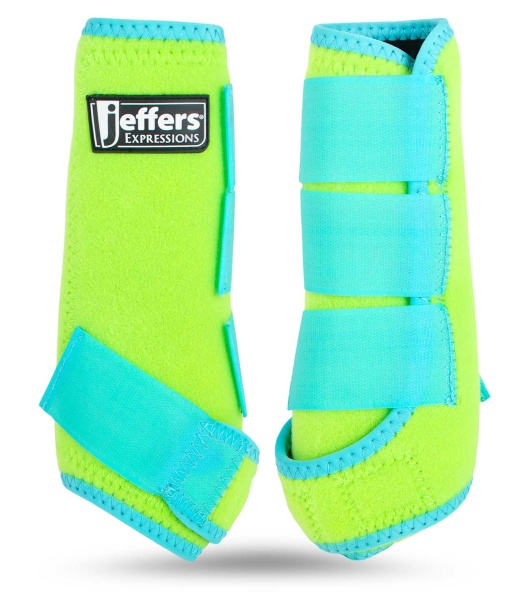 Jeffers Expression Neon Protective Boots For Horses Lime/Turqouise / Small / 2 Ct
