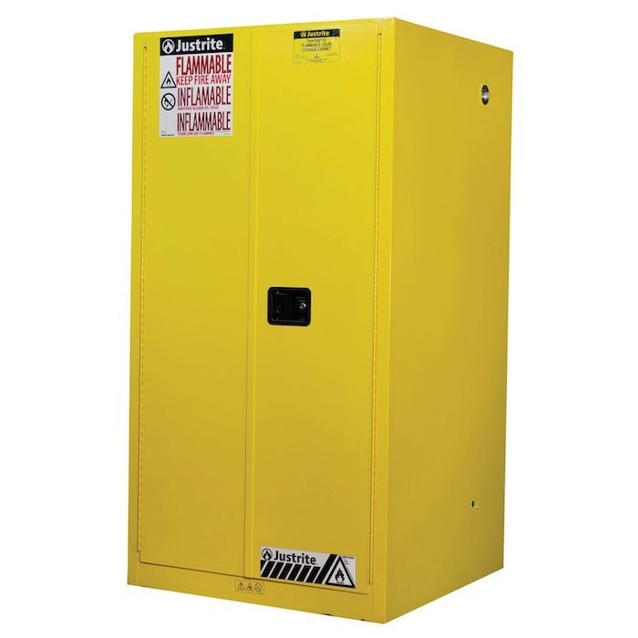 60 Gallon, 2 Shelves, 2 Doors, Manual Close, Flammable Cabinet, Sure-Grip® Ex, Yellow