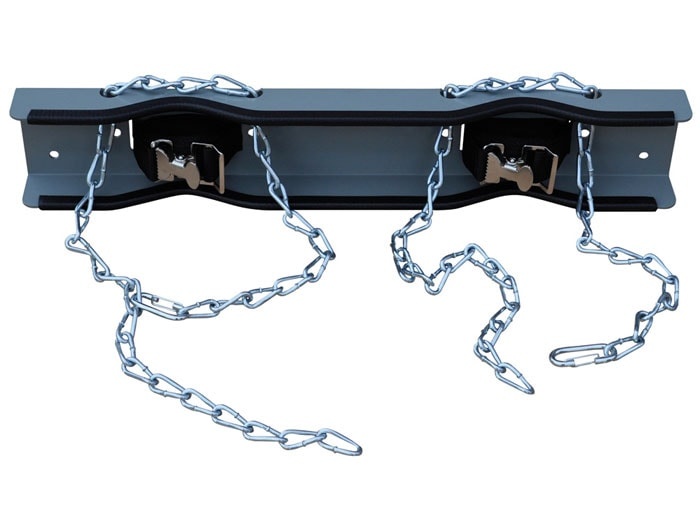 Steel Gas Cylinder Support Bracket With Chain, Two 12" Cylinder