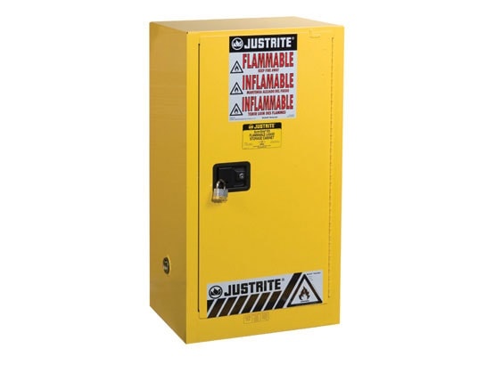 15 Gallon, 1 Shelf, 1 Door, Self Close, Flammable Cabinet, Sure-Grip® Ex Compac, Yellow