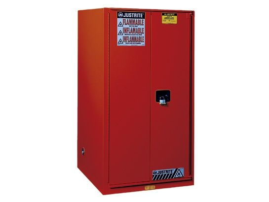 60 Gallon, 2 Shelves, 2 Doors, Manual Close, Sure-Grip® Ex Flammable Cabinet, Red