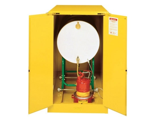 55 Gallon, 1 Drum Horizontal, 2 Doors, Self-Close, Flammable Cabinet With Cradle Track, Sure-Grip® Ex, Yellow
