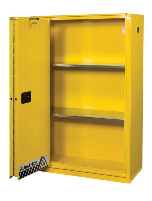 45 Gallon, 2 Shelves, 1 Bi-Fold Self-Close Door, Flammable Cabinet, Sure-Grip® Ex, Yellow