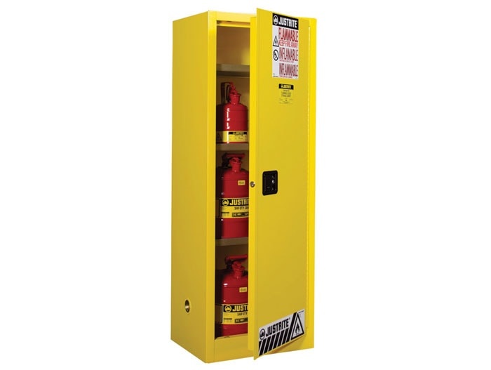 Sure-Grip® Ex Slimline Flammable Safety Cabinet, 22 Gallon, 1 Manual Close Doors, Yellow