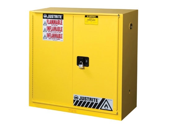 30 Gallon, 1 Shelf, 1 Bi-Fold Self-Close Door, Flammable Cabinet, Sure-Grip® Ex, Yellow