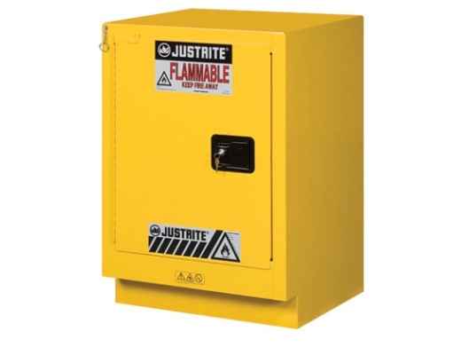 15 Gallon, 1 Shelf, 1 Door, Self Close, Left Hinge, Flammable Cabinet, Sure-Grip Ex Under Fume Hood, Yellow