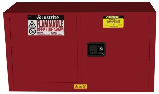 Sure-Grip Ex Piggyback Flammable Safety Cabinet, 17 Gallon, 1 Shelf, 2 Doors, Self Close, Red