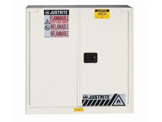 30 Gallon, 1 Shelf, 2 Doors, Self Close, Flammable Cabinet, Sure-Grip Ex, White