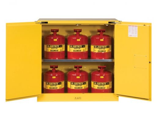 30 Gallon, 2 Door, Self-Close, 6 Can, Safety Cabinet With Cans Combo - Yellow