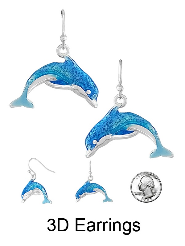 Sealife Theme 3D Epoxy Earring - Dolphin