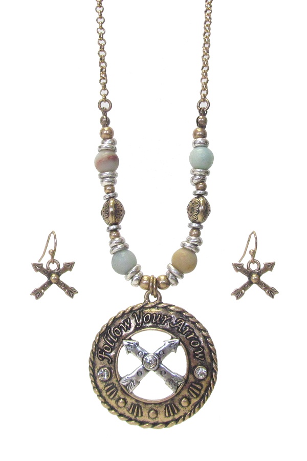 Religious Theme Arrow Pendant Necklace Set - Follow Your Arrow