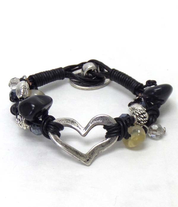 Hand Made Heart And Stone Bracelet
