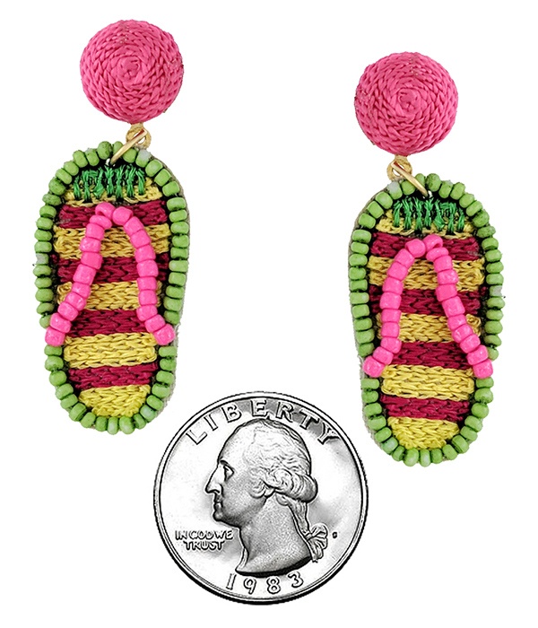 Summer Theme Handmade Multi Seedbead Earring - Flipflop