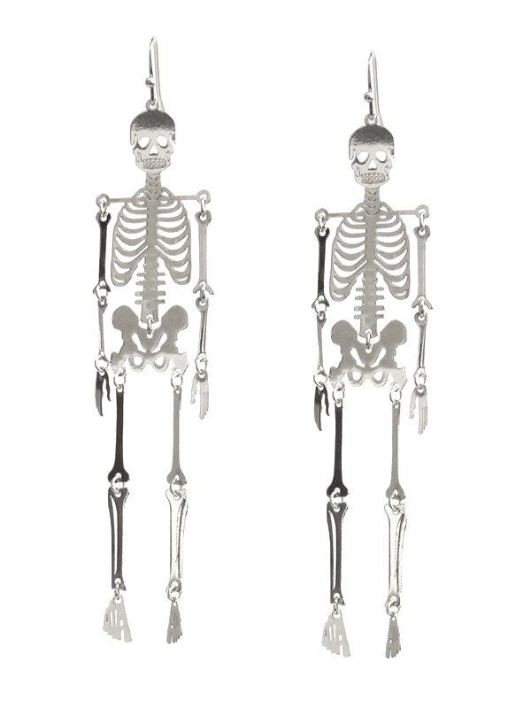 Halloween Theme Metal Filigree Skull Skeleton Earring