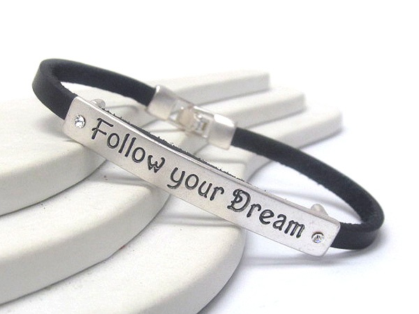 Synthetic Leather With Crystal On Message Follow Your Dream