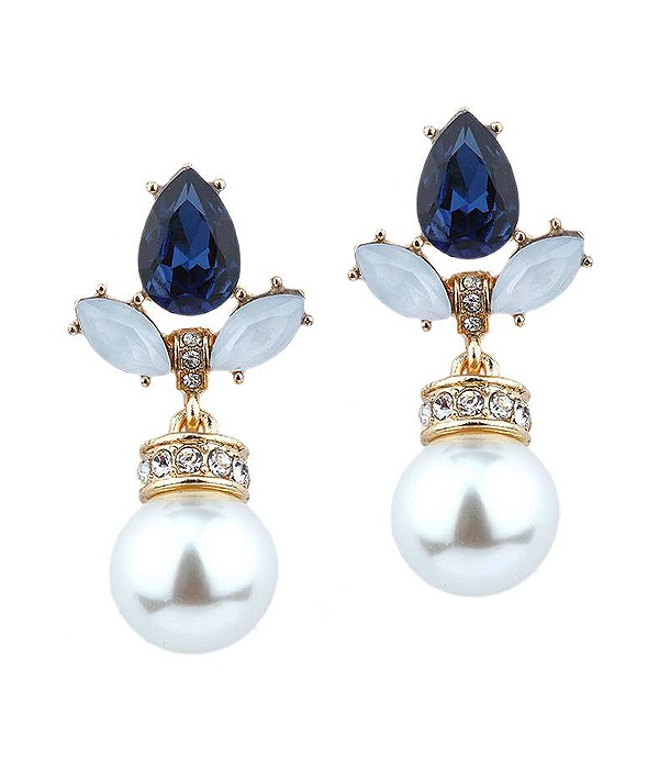 Pearl And Crystal Drop Earring