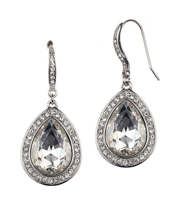 Facet Glass And Crystal Deco Teardrop Earring
