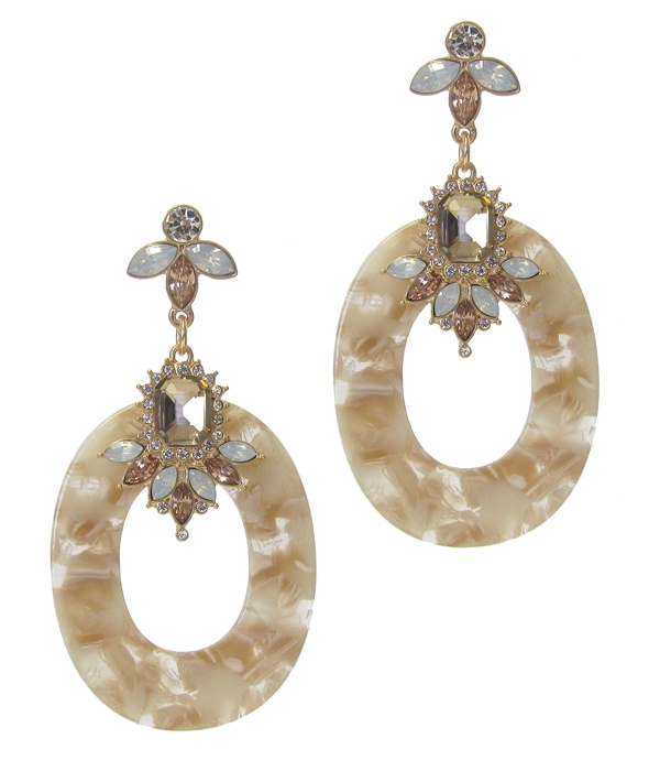 Organic Cellulose Hoop And Crystal Drop Earring