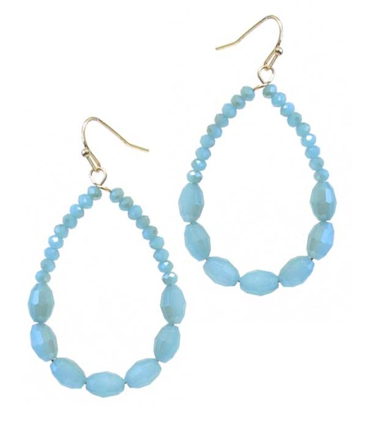 Facet Stone and Seedbead Teardrop Earrings