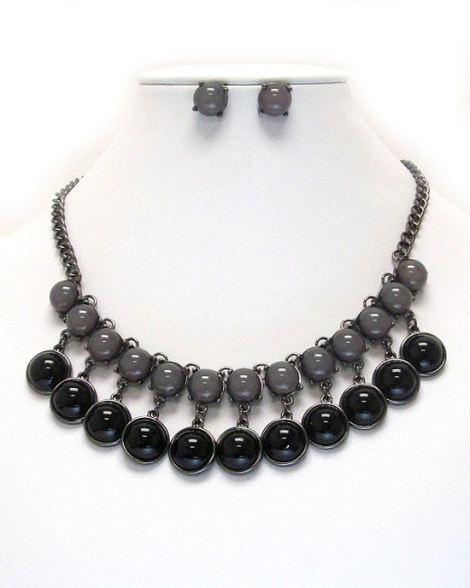 Wholesale Multi Acrylic Bubble Drop Deco Party Necklace Earring Set - Jet Color