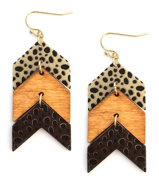Multi Textured Chevron Pattern Earring