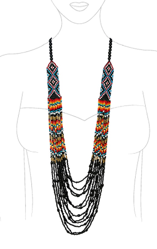 Handmade Multi Seedbead Chunky Long Necklace
