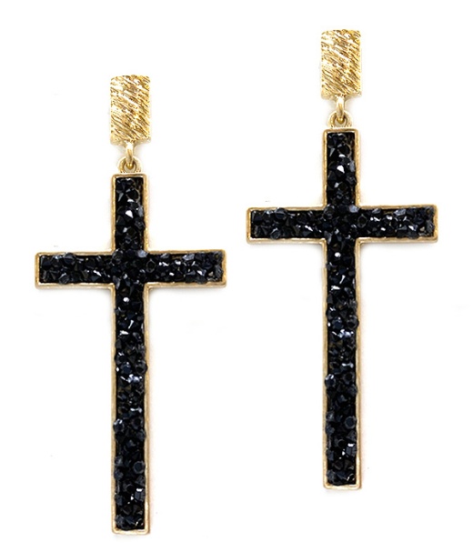 Crystal Stud Cross Earring