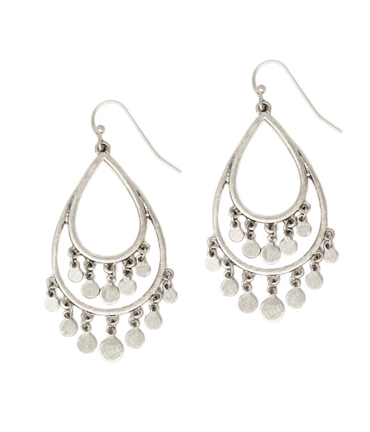 Metal Teardrop and Multi Disc Dangle Earrings