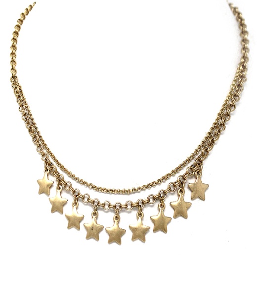 Double Layer Multi Star Dangle Necklace