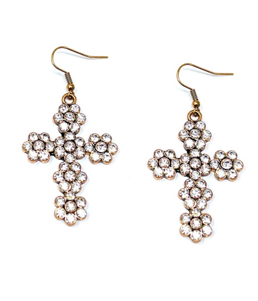 Crystal Stud Cross Earring