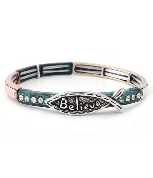 Religious Inspiration Fish Stretch Bracelet - Believe