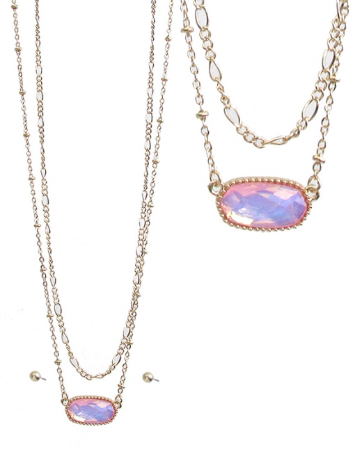 Spring Color Glass Stone Necklace