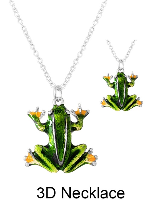Tropical Theme 3D Epoxy Pendant Necklace - Frog