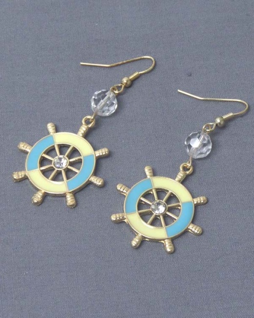 Crystal Center and Epoxy Wheel Drop Earring