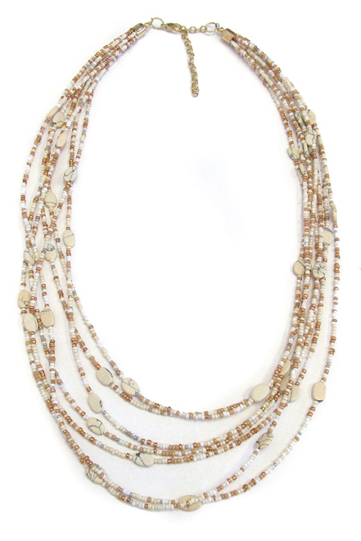 Multi Layer Seed Bead Necklace - IVY Color