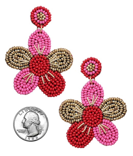 Garden Theme Handmade Multi Seedbead Earring - Flower