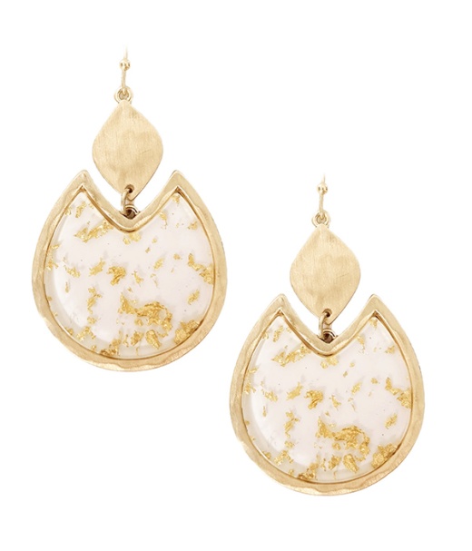 Gold Flake Resin Teardrop Earring - Wholesale Jewelry