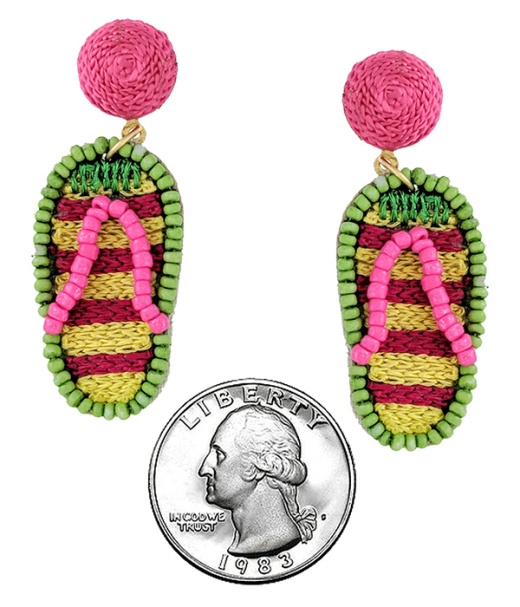 Summer Theme Handmade Multi Seedbead Earring - Flipflop