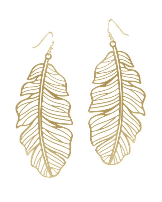 Metal Filigree Earring - Feather